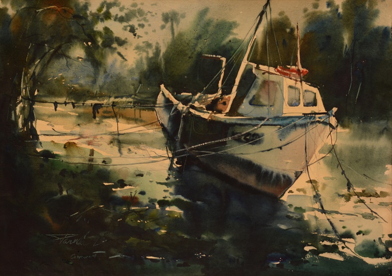 Paresh Maity, Cornwall, 1993, Watercolor on paper