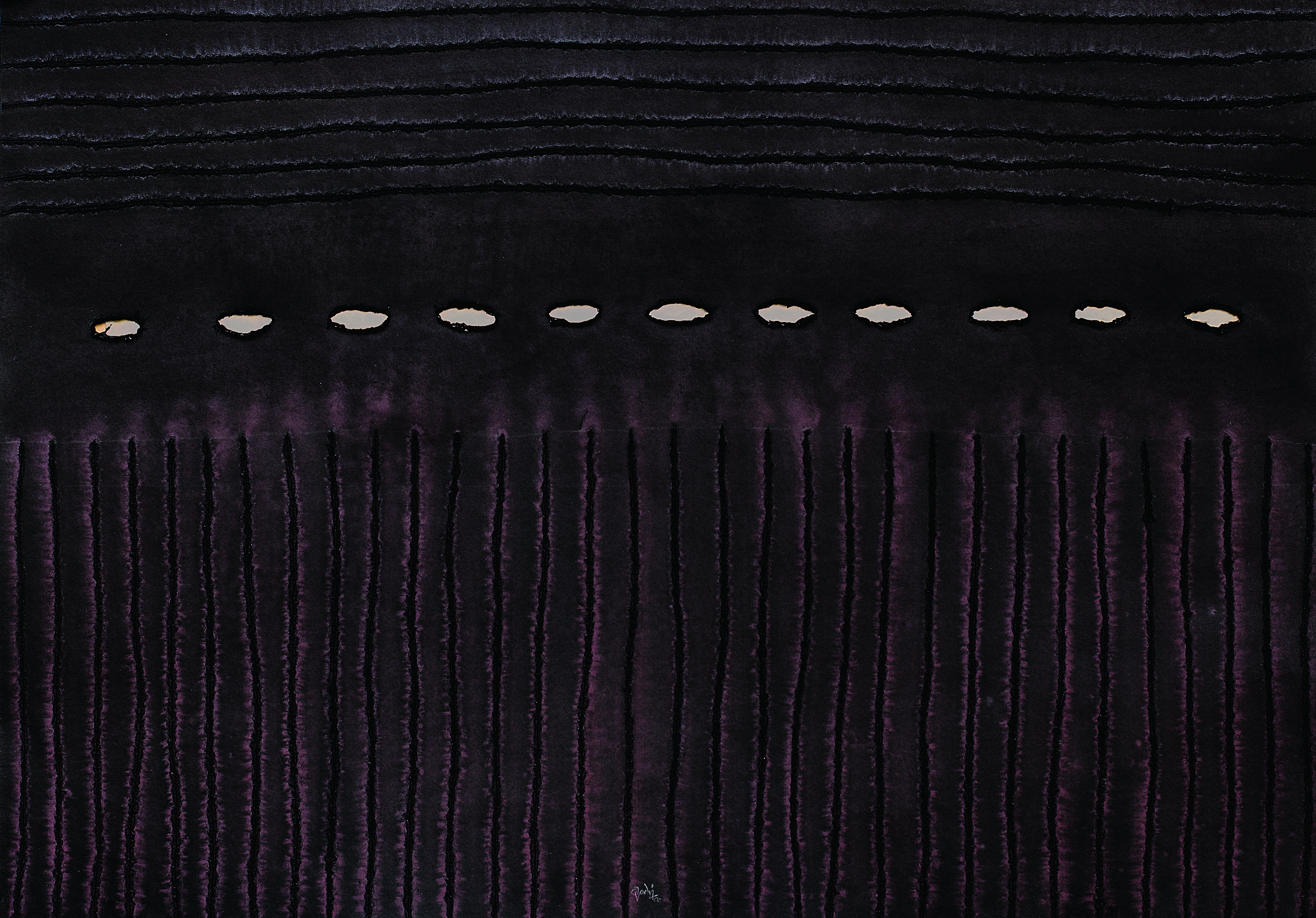 Untitled, 2000, Ink dyes and incision on paper, 27.5" x 39.5"