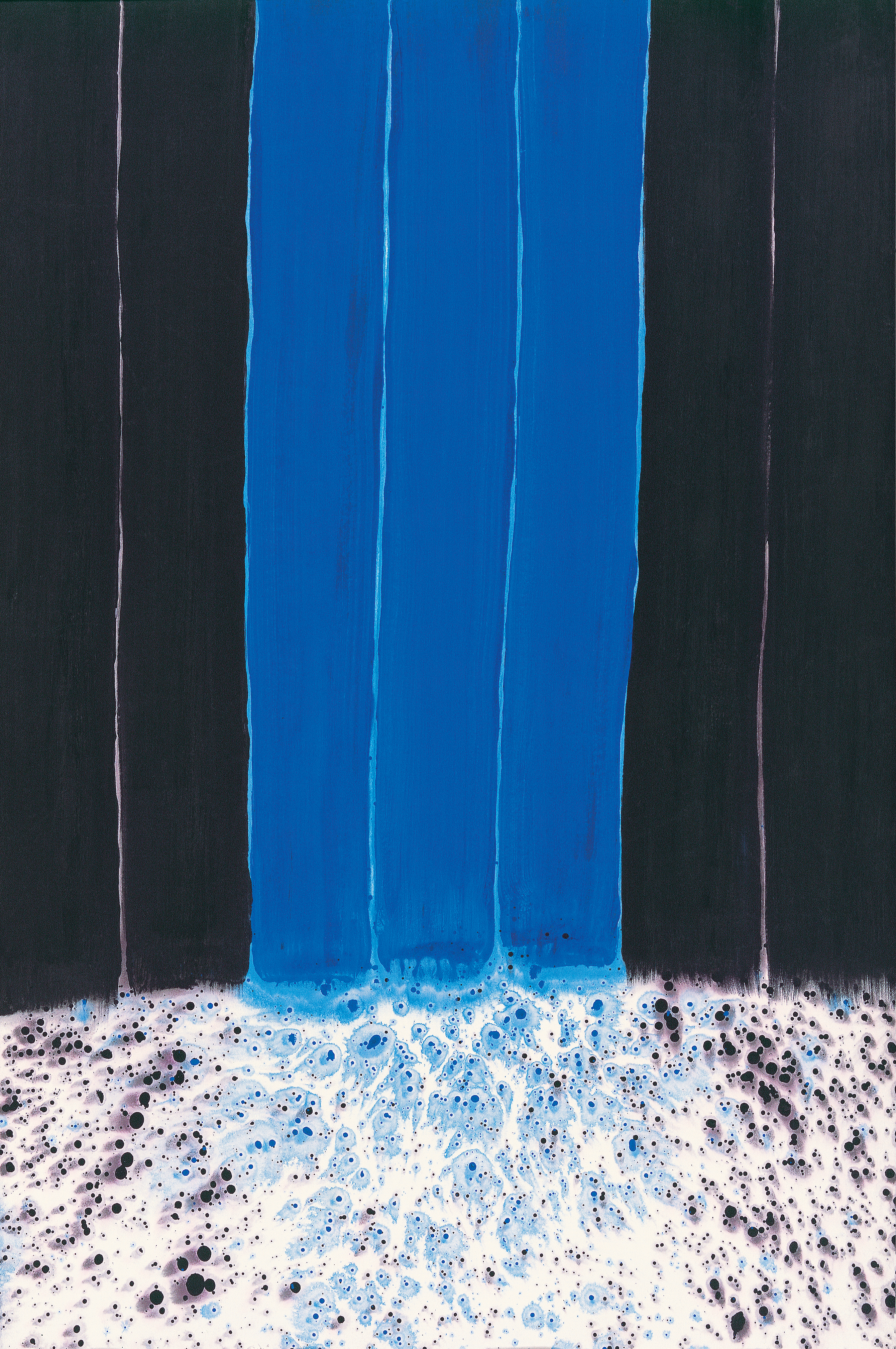 Sohan Qadri, Untitled, 1992, Ink dyes and incision on paper, 39.5" x 25.5"