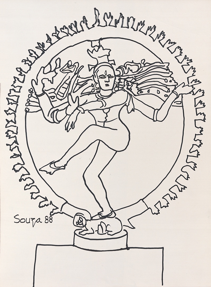 F N Souza, Untitled (Dancing Shiva), 1988, Ink on paper