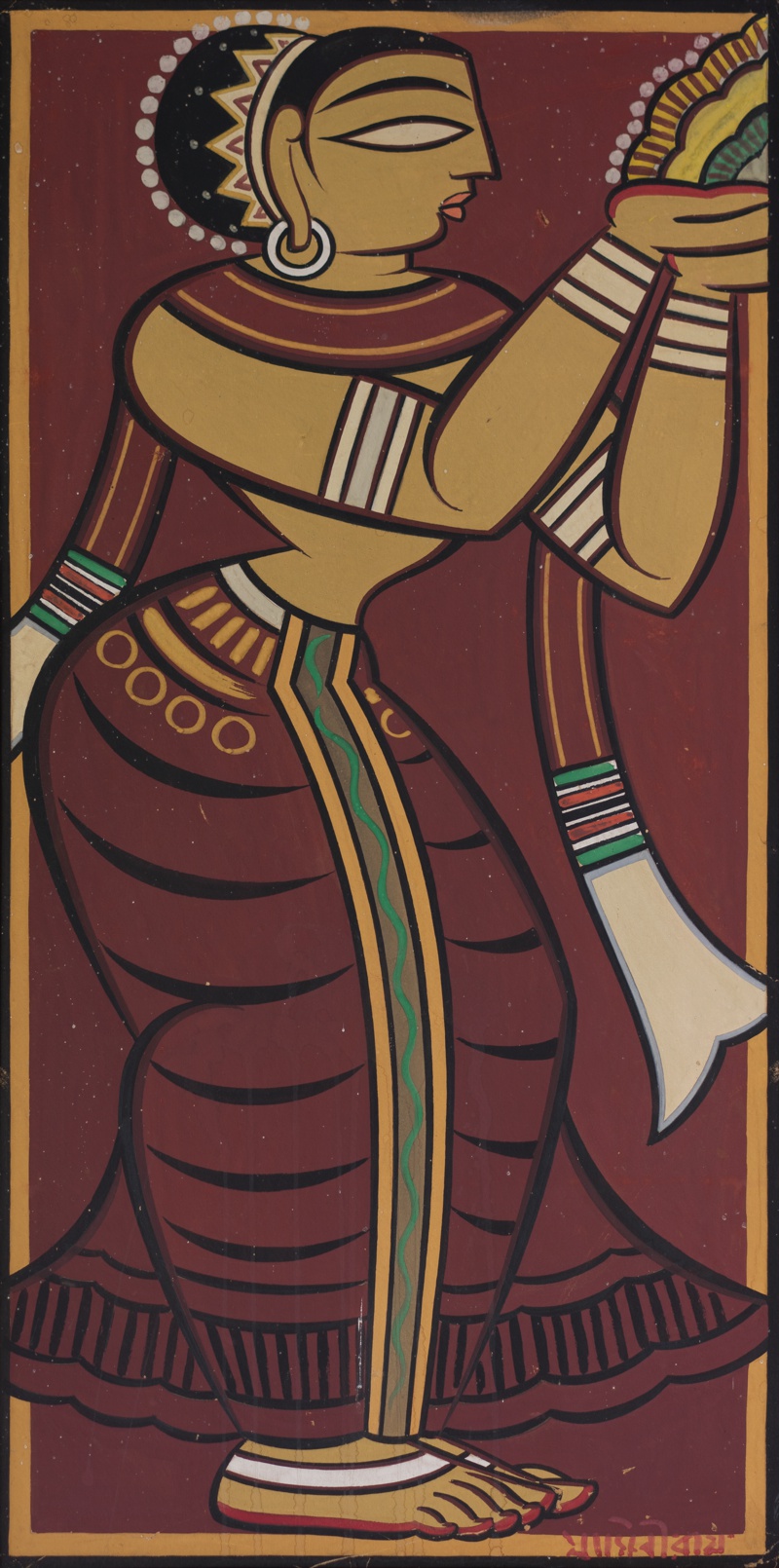 Jamini Roy, Gopini, Tempera on paperboard