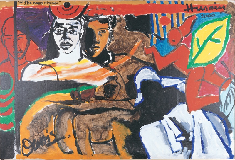 M F Husain, In the name of the mother, 2000, Oil on Canvas