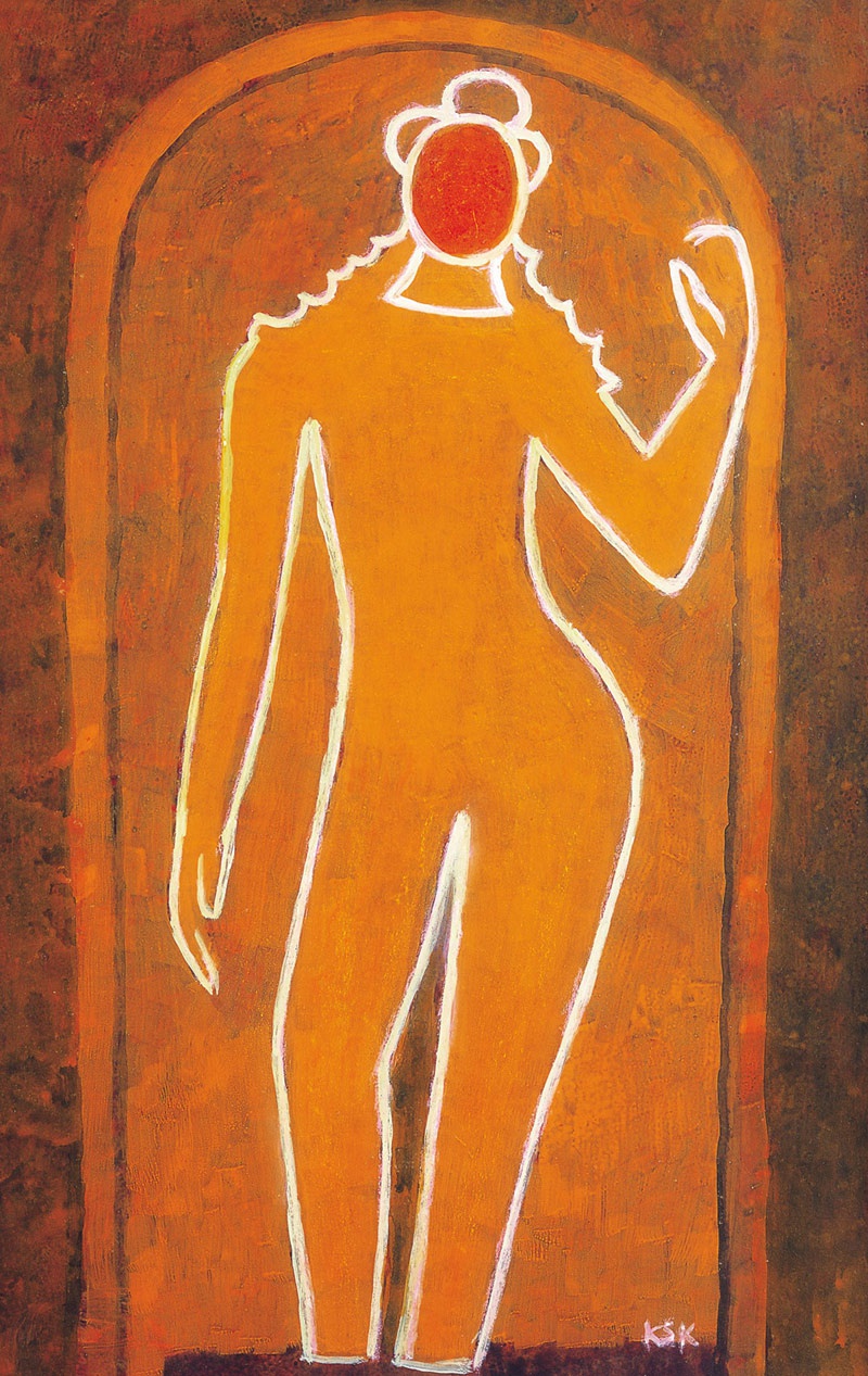 K S Kulkarni, Buddha, 1980s, Acrylic on paper