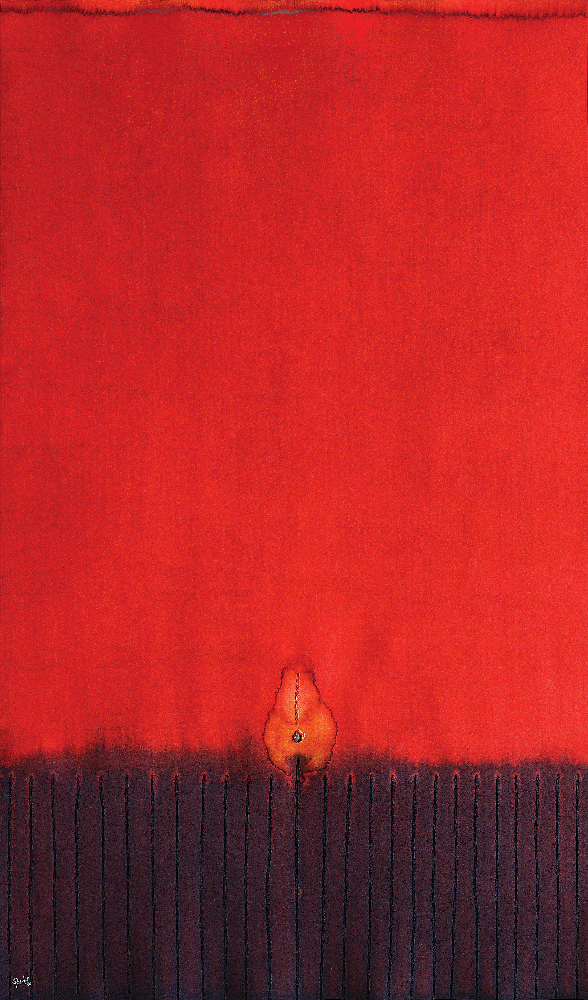 Untitled 2010 ink dyes & incision on paper 55" x 30"