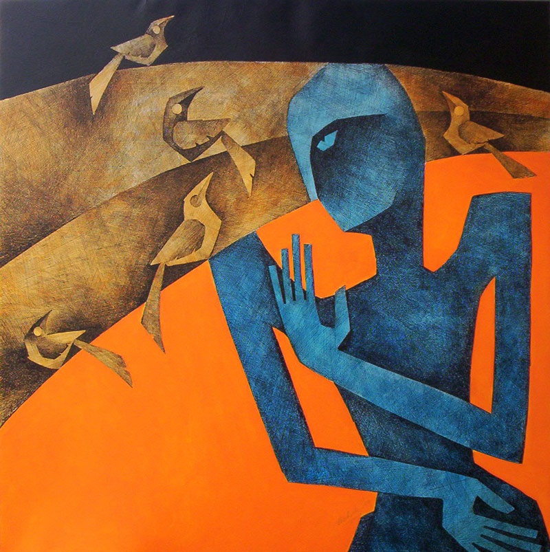 Ashok Bhowmick, Untitled, 2006, Acrylic, pen, and ink on canvas