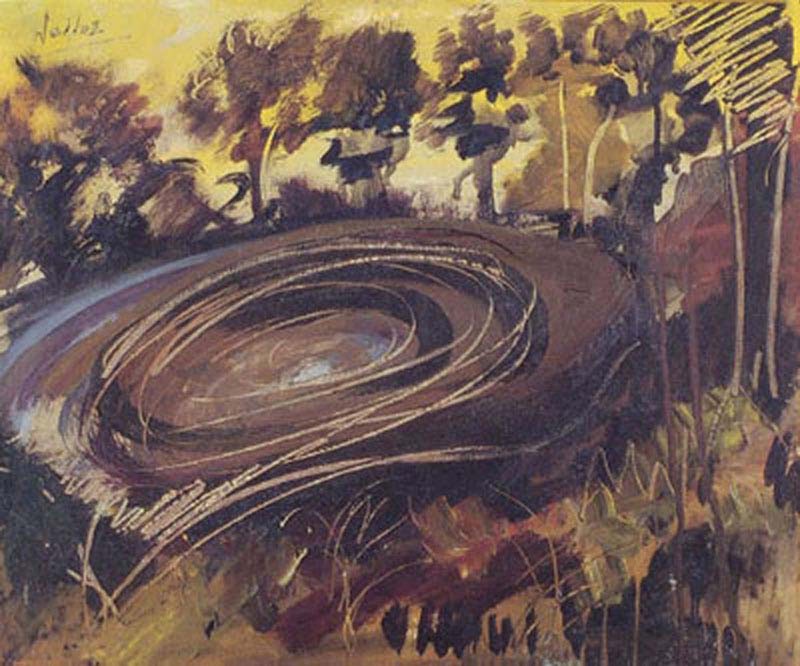 Sailoz Mookherjea, Whirling Pool, 1956, Oil on board