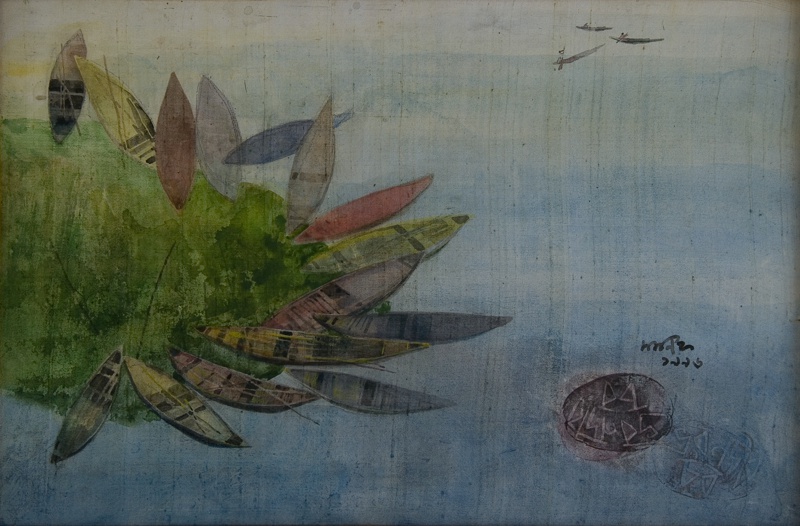 Maniklal Banerjee, Bhabnadir Char, 1996, Watercolor on silk
