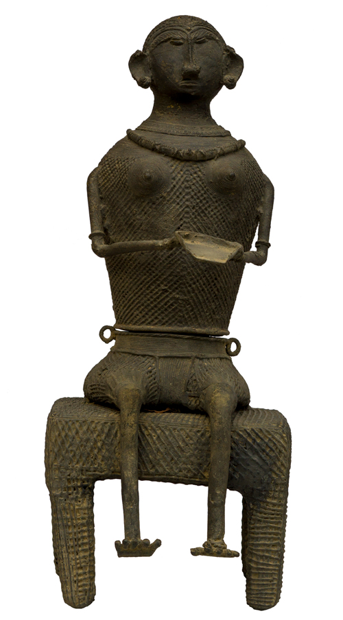 Kondh Bronzes, Woman with Tray, Bronze (lost wax casting)