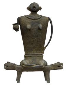 Kondh Bronzes, Seated Woman with Pot, Bronze (lost wax casting)
