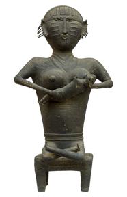 Kondh Bronzes, Seated Mother and Child, Bronze (lost wax casting)