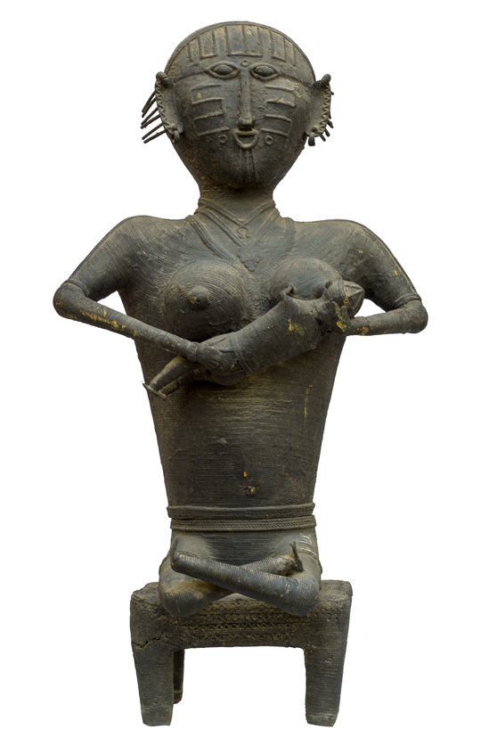 Kondh Bronzes, Seated Mother and Child, Bronze (lost wax casting)