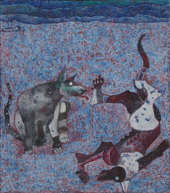 A.P. SANTHANARAJ, OIL ON CANVAS,PLAY,1996, 49.5X43.5 INCH