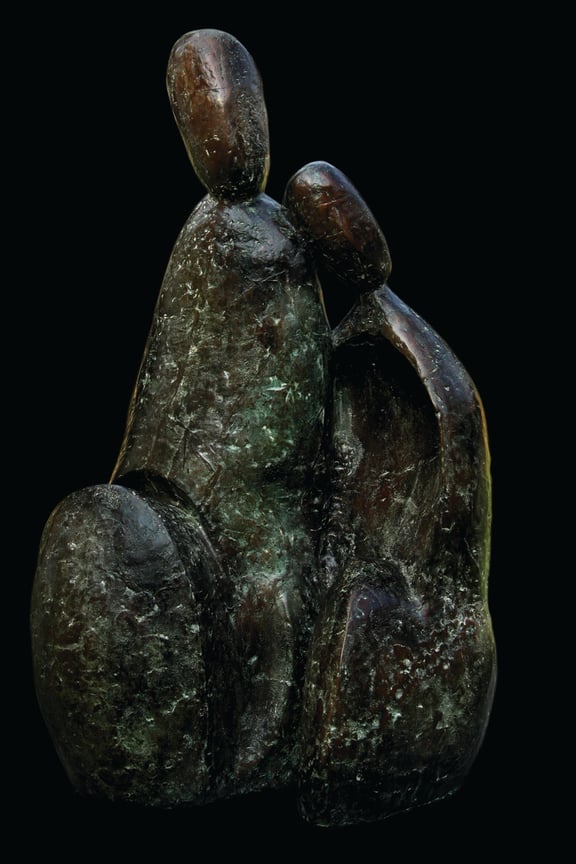 P D Gupta, Refugee Couple, 1970, Bronze 5/6
