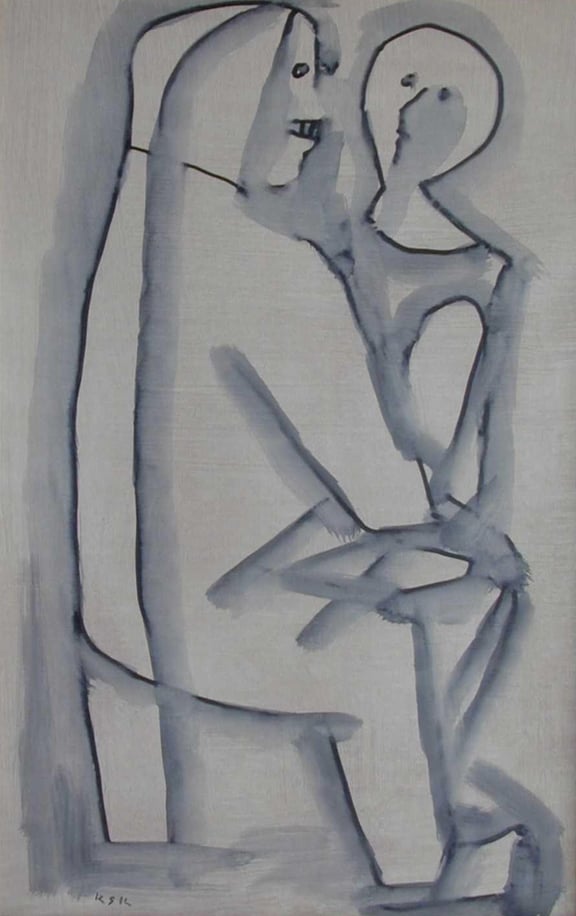 K S Kulkarni, Untitled, Acrylic wash and ink on paper