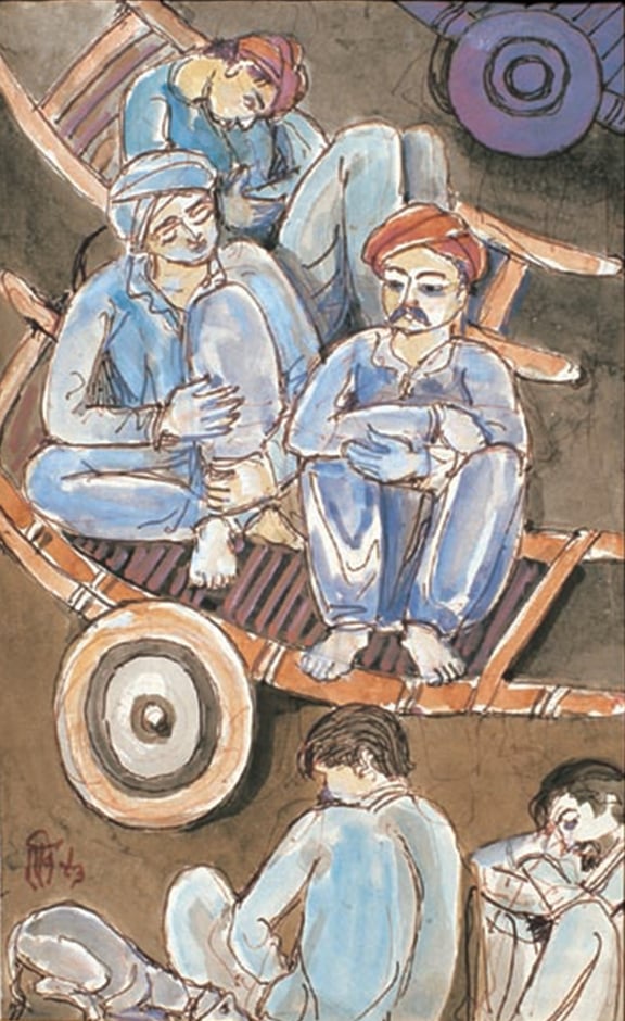 Ramgopal Vijaivargiya, Siesta, 1993, Watercolor on paper