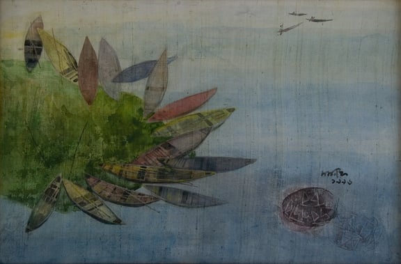 Maniklal Banerjee, Bhabnadir Char, 1996, Watercolor on silk
