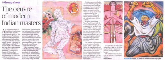 Deccan Herald, 28 January 2016: The Oeuvre of modern Indian Masters