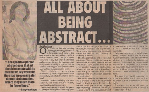 Mid Day, 27 February 2007: All About Being Abstract