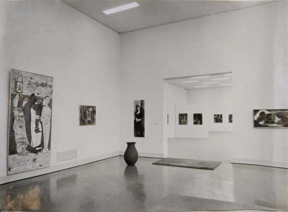 Installation of the show of Contemporary Indian Art at the Museum Folkwang in Essen, 1959 (1 of 4)