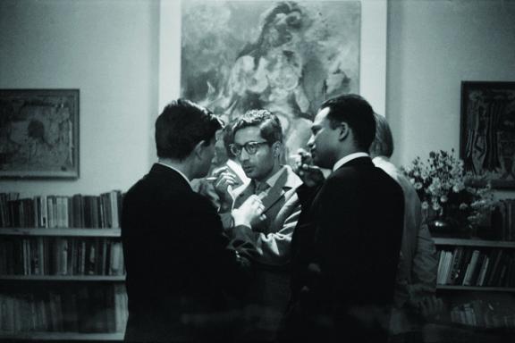 Virendra with Krishen Khanna and Ram Kumar at an exhibition of Tyeb Mehta